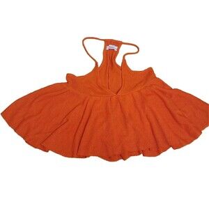 Urban Outfitters Bright Orange V Neck Hi-Lo Waffle Knit Tank Blouse Size XS/TP
